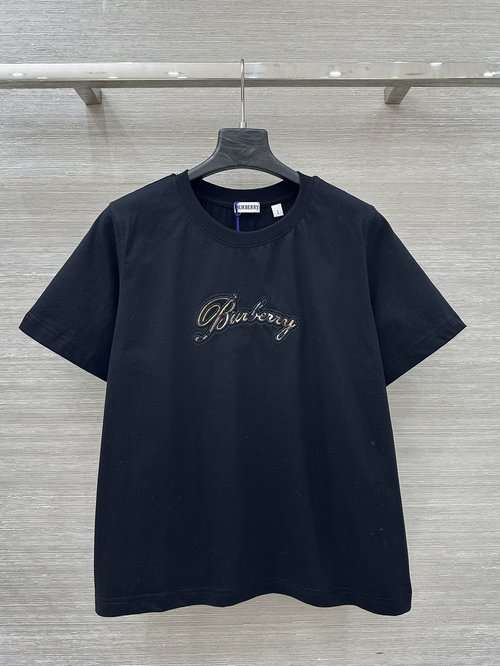Burberry Exclusive New Arrival Embroidered Checked Logo Round-Neck T-Shirt