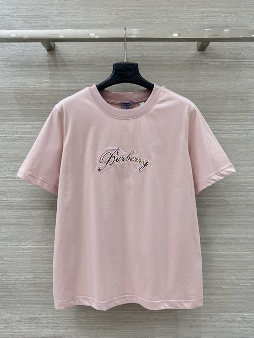 Burberry Exclusive New Arrival Embroidered Checked Logo Round-Neck T-Shirt