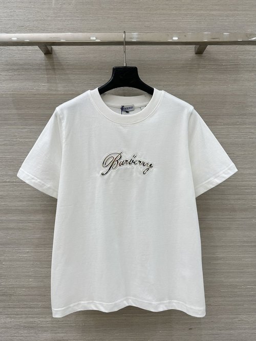 Burberry Exquisite Round Neck Short Sleeve T-Shirt with Embroidered Logo