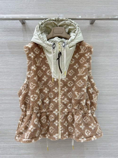 Louis Vuitton Ski Limited Edition Furry Monogram Hooded Vest for Warm Style