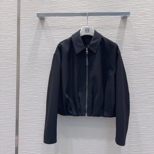 Loewe Zippered Leather - Label Jacket in Acetate with Design Sense