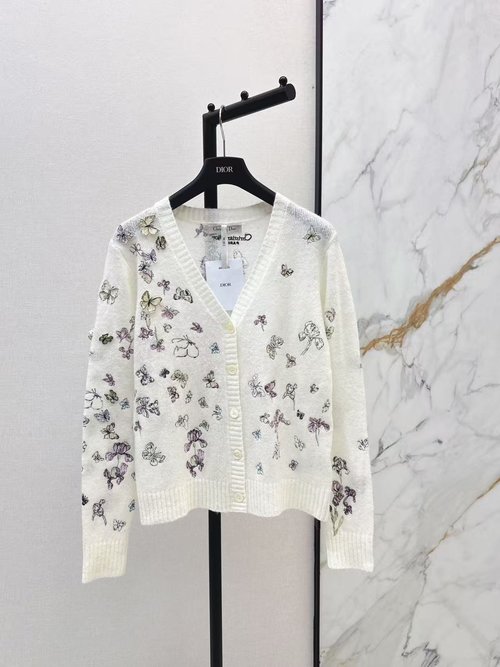 Dior Silk Mohair Cardigan with Butterfly Embroidery