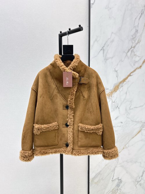 Loro Piana Exclusive Reversible Faux Fur Collared Wool Coat in Classic H Shape