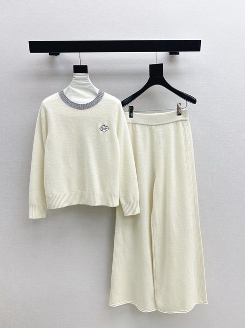 Prada PD Series Lazy Sweater and Trousers Ensemble, Soft and Fashionable