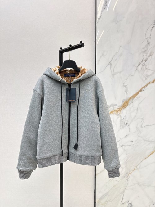 Louis Vuitton Teddy Fleece Hoodie with Four - Leaf Clover Logo