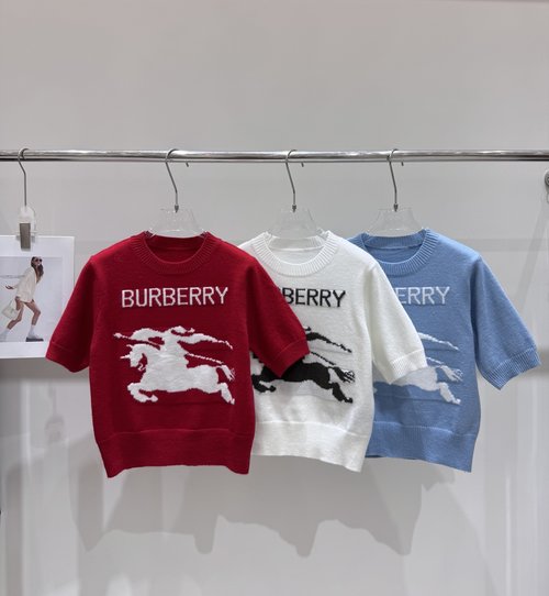 Burberry Equestrian Knight Emblem Knitted Short - Sleeved Top