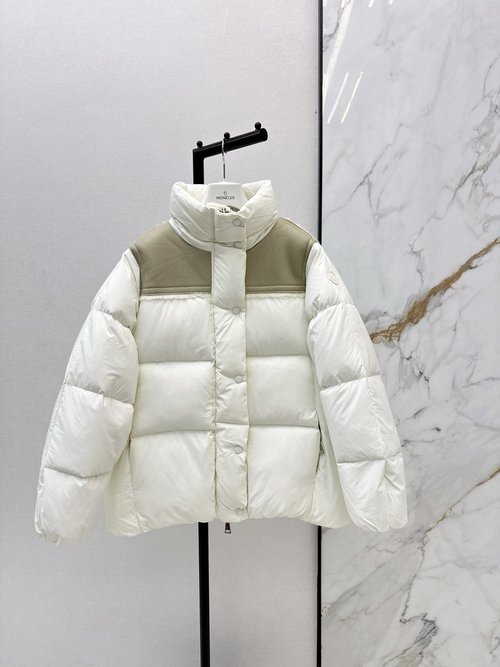 Moncler Leather and Lamb Wool Stitched Down Jacket in Classic Colors