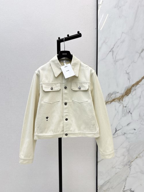 Dior White Star Patterned Denim Jacket with Retro Gold Print