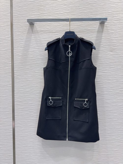 Louis Vuitton Customized Wool Zipper Vest Dress with Chic Details