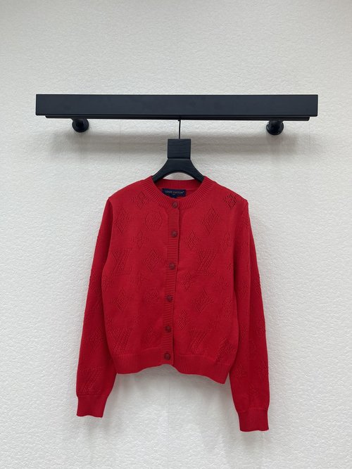 Louis Vuitton New Knitted Round Neck Cardigan with Logo Lace