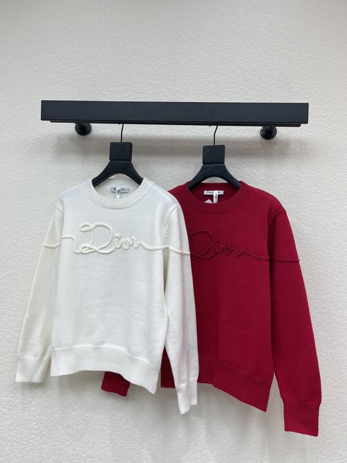 Dior 3D Knitted Letter Crew Neck Sweater for Daily Wear