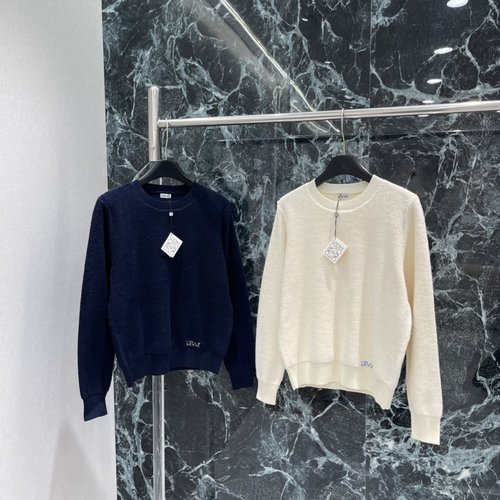 Loewe Knitted Round-neck Sweater with Embroidered Logo, Harmoniously Colored