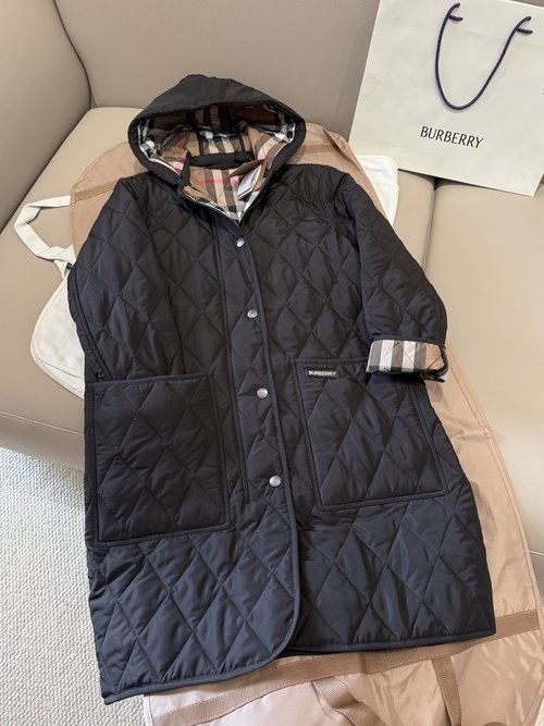 Burberry Checked Hooded Zip - up Cotton Coat: High - quality & Versatile