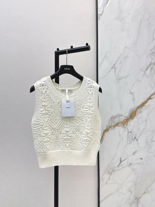 Dior High - Sense Vest with Hollowed - out Lattice and Imported Cotton