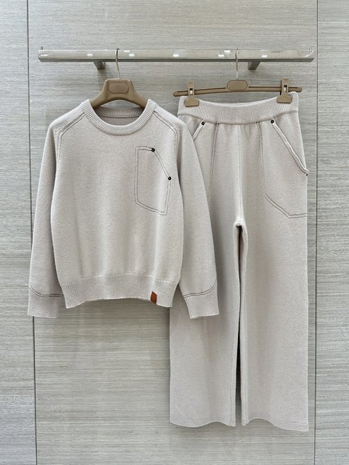 Louis Vuitton Cowboy-Style Cashmere Top and Jogger Set