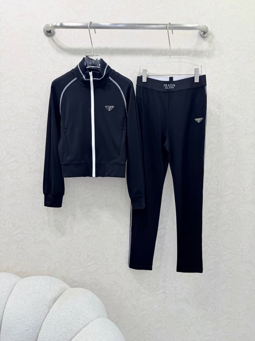 Prada Stylish Set with White Stitch Decoration and Classic Trademark