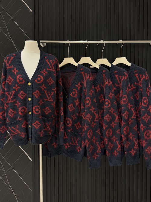 Louis Vuitton LV Monogram Red Cardigan: Elegant and Festive for Holiday Occasions