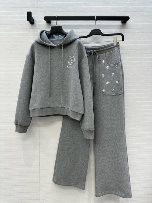 Louis Vuitton Monogram Coin - Bead Embroidered Hoodie and Pants Ensemble
