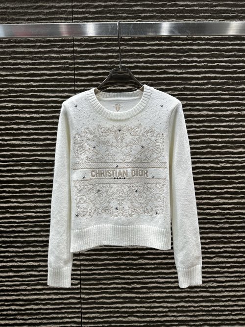 Dior New-arrival Heavily Embroidered Pullover Sweater