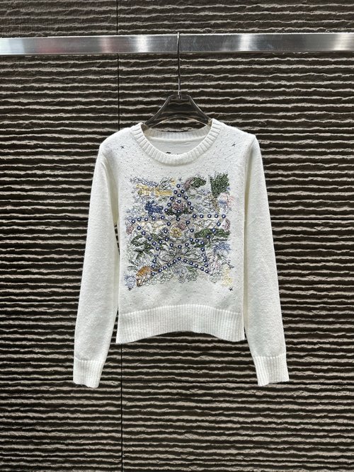 Dior New Item Heavily Needle-embroidered Pullover Sweater