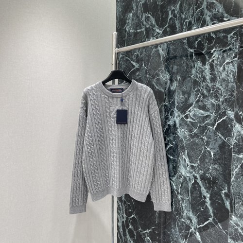 Louis Vuitton Timeless Classic Cable Knit Sweater with LV Embroidered Logo, Comfort and Style