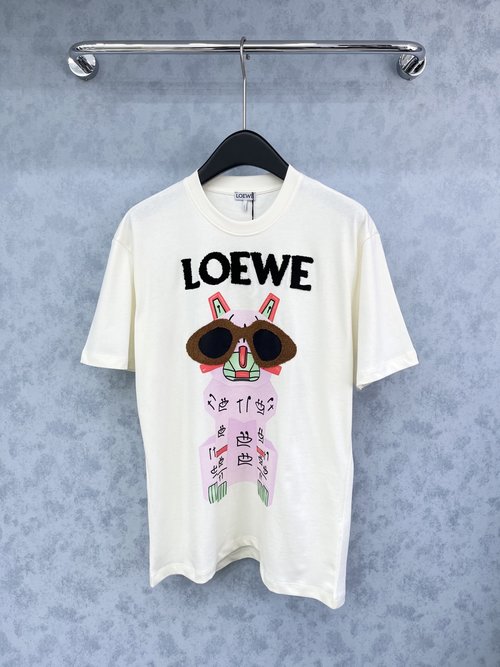 Loewe Exquisite 3D Flocking Embroidery Short Sleeve T-shirt