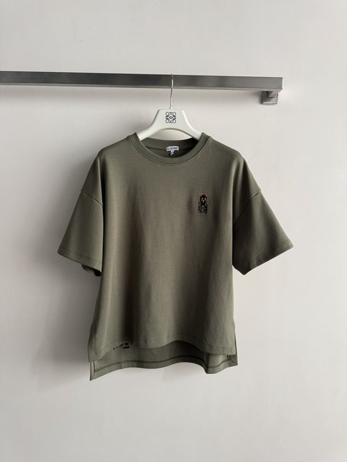 Loewe Collaborative Round Neck T-Shirt with 3D Cat Logo Embroidery