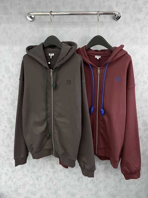 Loewe Hooded Jacket with Colorblock Embroidery