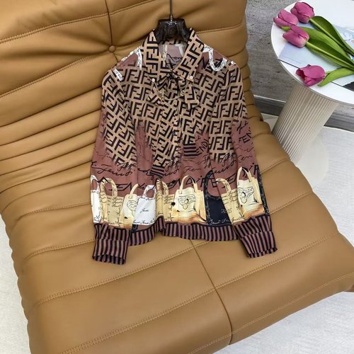 Fendi Artistic Vintage Full-print Silk Shirt