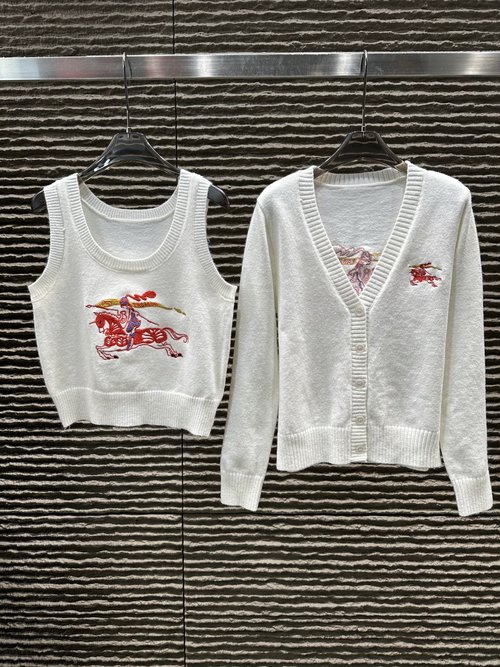 Burberry Newly Offered Heavily Needle-embroidered Vest and Cardigan Set