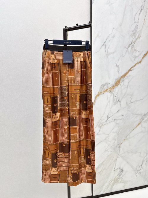 Louis Vuitton MONOGRAM Print Silk Straight Trousers, Timeless Design