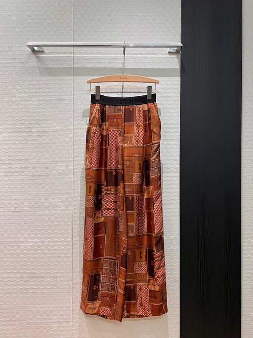 Louis Vuitton Classic Suitcase Print Silk Shirt and Wide-Leg Trousers