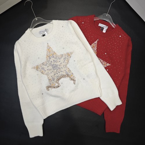 Dior Star Sequined Long Sleeve Pullover in Soft Fabric