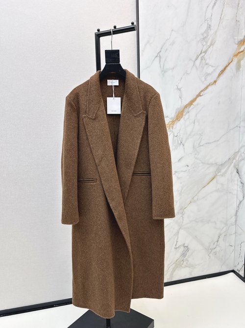 The Row Elegant Long Wool Coat in Classic H Silhouette, Sophisticated Design