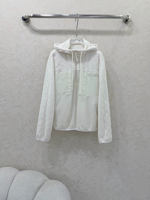 Louis Vuitton Hooded Teddy Faux Fur Sweatshirt with Lettering