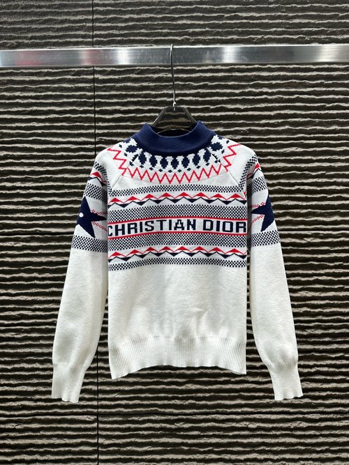 Dior Snowflake Jacquard Letter Pullover Sweater