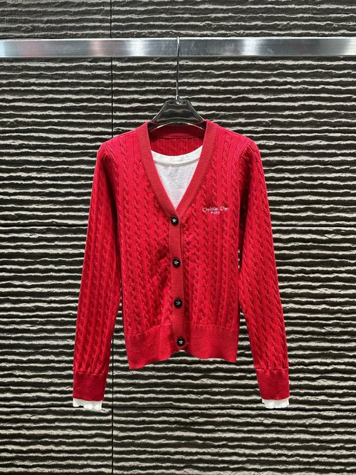 Dior New Arrival: Fake Two-piece Knit Cardigan with Realistic Product Images