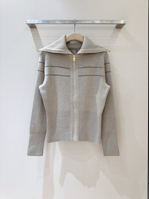 Dior Navy Collar Double-sided Knitted Cardigan