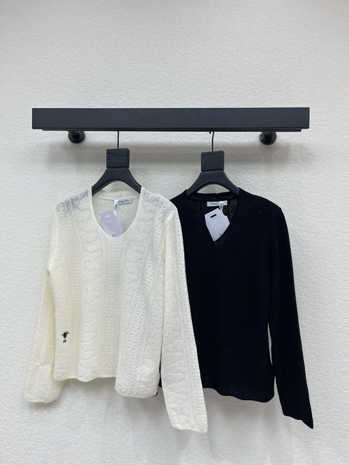 Dior Romantic Butterfly Crochet Pullover with Fine Details