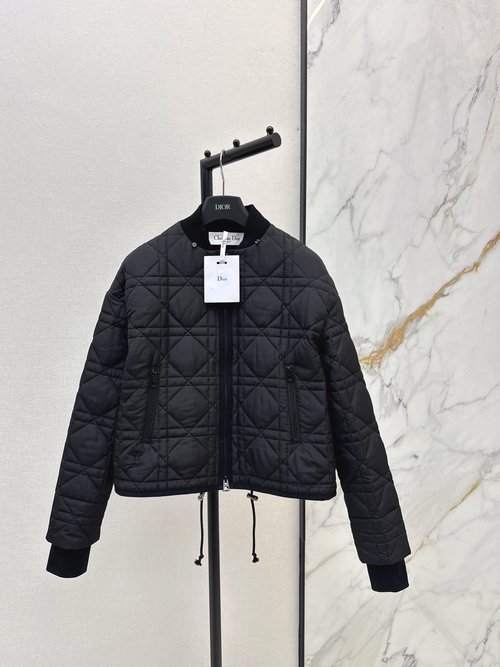 Dior Customizable Detachable - Scarf Tweed Cotton Coat with CD Bee Embroidery