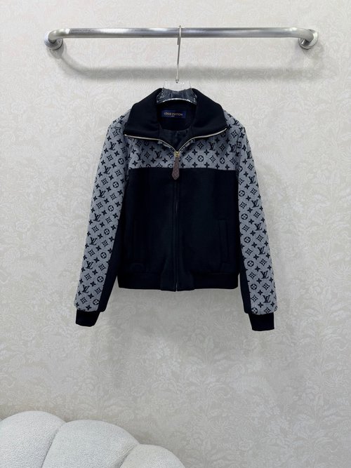 Louis Vuitton Zippered Woolen Coat with Monogram for Any Occasion