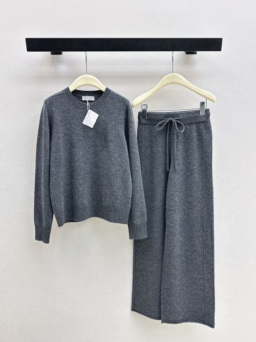 Brunello Cucinelli Exclusive Wool Set, Lazy Style with Embroidery