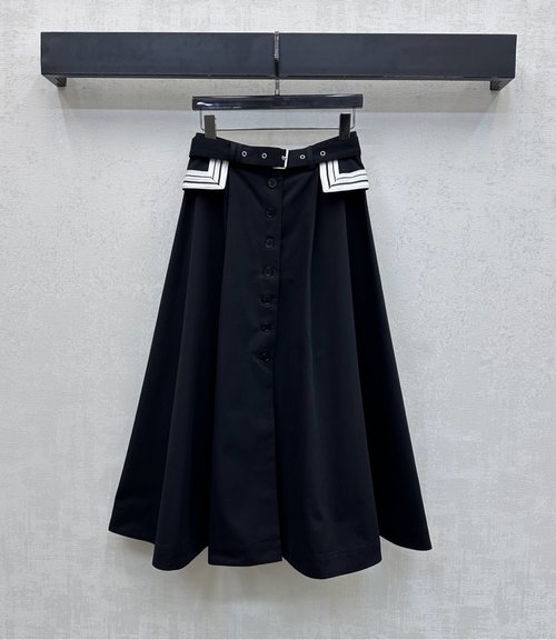 Dior Imported Custom Nylon High-Waisted Mid-Length Skirt with Belt