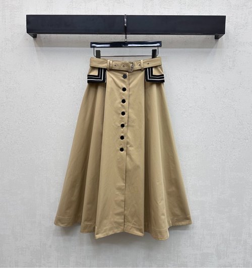 Dior Customized Cotton Blend Belted Mid-Length Skirt