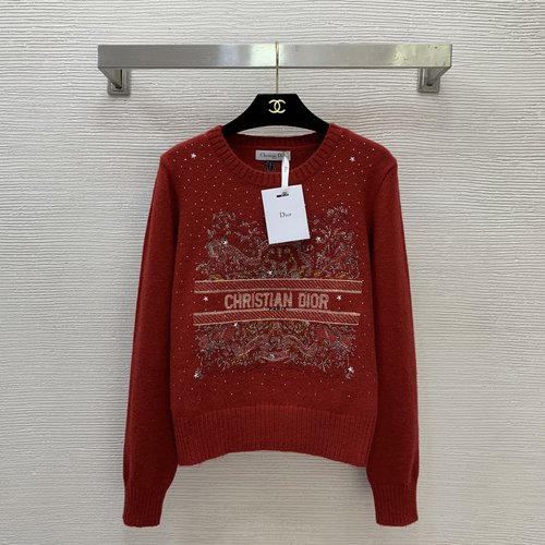 Dior High-end Cashmere Wool Sweater with Logo and Stars