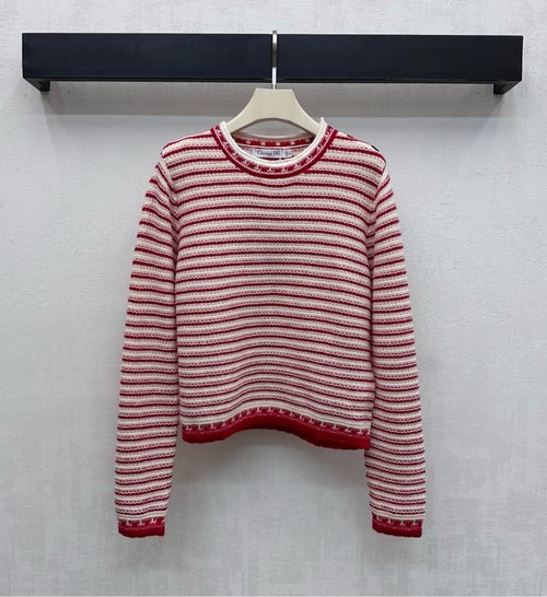 Dior Customized Wool Sweater with Stripe and Logo Buttons
