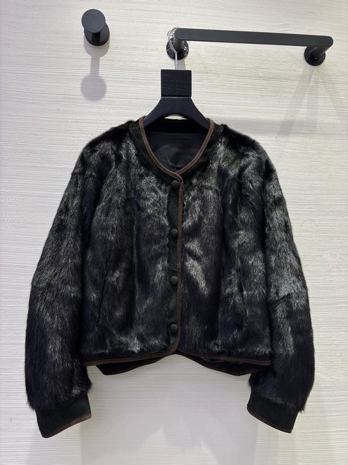 Loro Piana Imported Mink Jacket with Leather Accents for a Refined Look