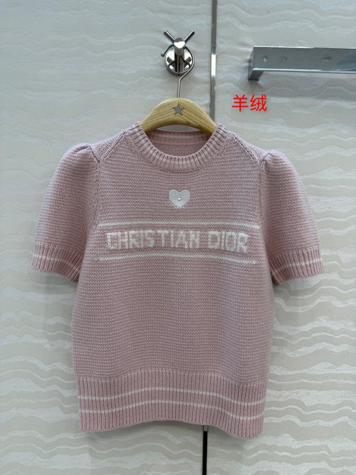 Dior Luxurious Embroidered Cashmere Short-sleeved Sweater