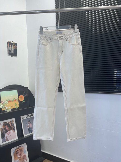 Loewe New Jeans with Back Pocket Logo, Light Apricot, Slim Straight Style