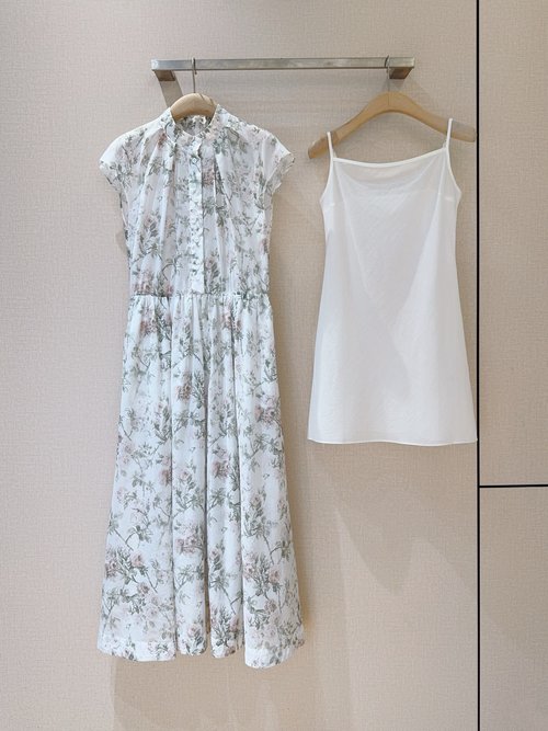 Dior Floral Print Dress with Ruffled Collar and Waistband